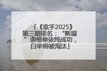 《歌手2025》第三期排名：“断眉”袭榜单依纯成功，白举纲被淘汰
