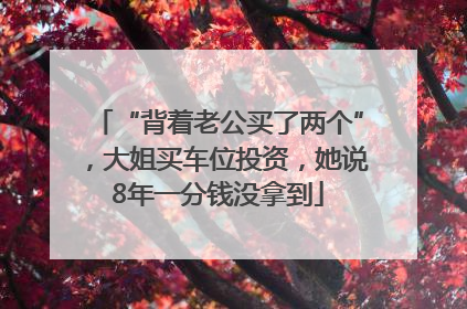 “背着老公买了两个”，大姐买车位投资，她说8年一分钱没拿到