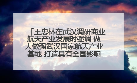 王忠林在武汉调研商业航天产业发展时强调 做大做强武汉国家航天产业基地 打造具有全国影响力的“中国星谷”