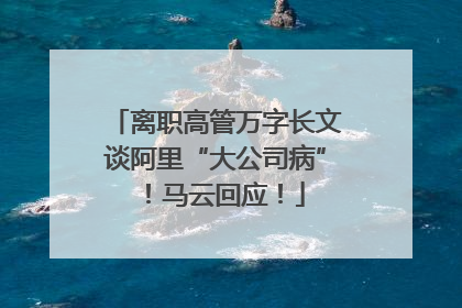 离职高管万字长文谈阿里“大公司病”！马云回应！