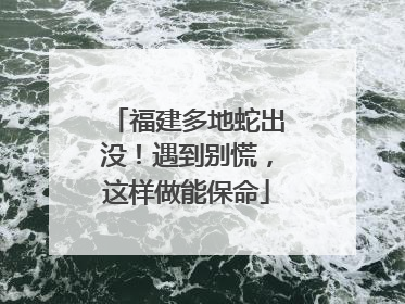 福建多地蛇出没！遇到别慌，这样做能保命