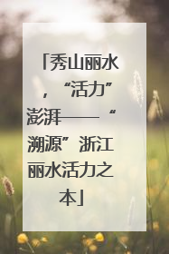 秀山丽水，“活力”澎湃——“溯源”浙江丽水活力之本