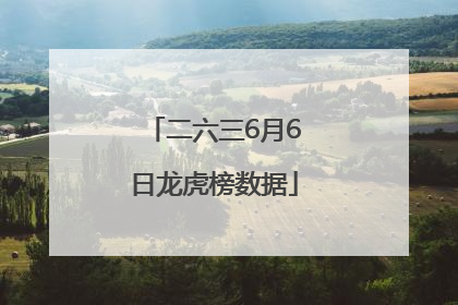 二六三6月6日龙虎榜数据