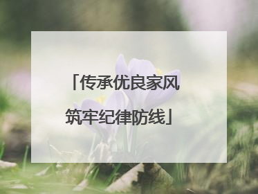 传承优良家风 筑牢纪律防线