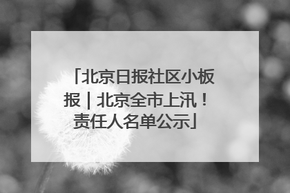 北京日报社区小板报｜北京全市上汛！责任人名单公示
