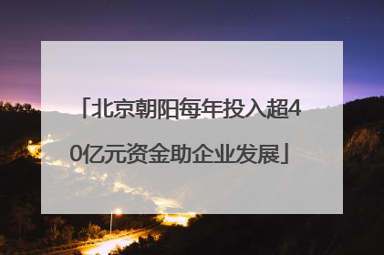 北京朝阳每年投入超40亿元资金助企业发展