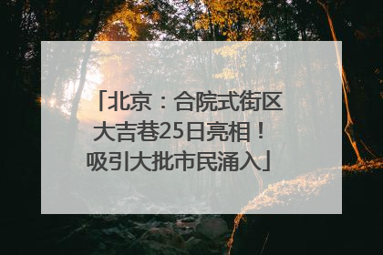 北京：合院式街区大吉巷25日亮相！吸引大批市民涌入