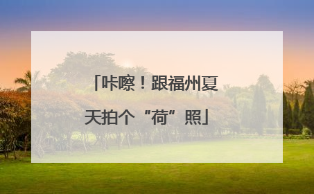 咔嚓！跟福州夏天拍个“荷”照