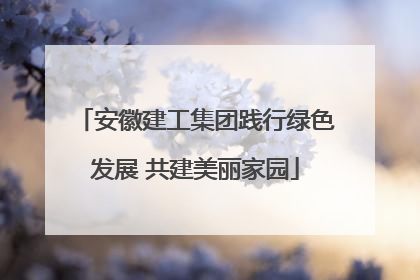 安徽建工集团践行绿色发展 共建美丽家园