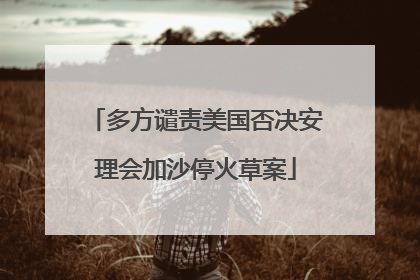 多方谴责美国否决安理会加沙停火草案
