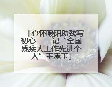 心怀暖阳助残写初心——记“全国残疾人工作先进个人”王承玉