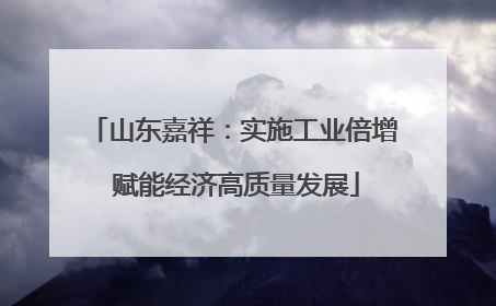 山东嘉祥：实施工业倍增 赋能经济高质量发展