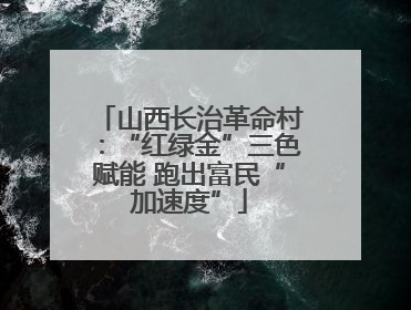 山西长治革命村：“红绿金”三色赋能 跑出富民“加速度”