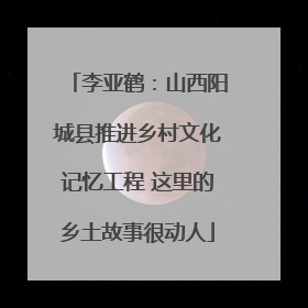 李亚鹤：山西阳城县推进乡村文化记忆工程 这里的乡土故事很动人
