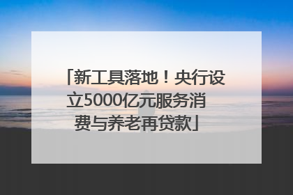 新工具落地！央行设立5000亿元服务消费与养老再贷款