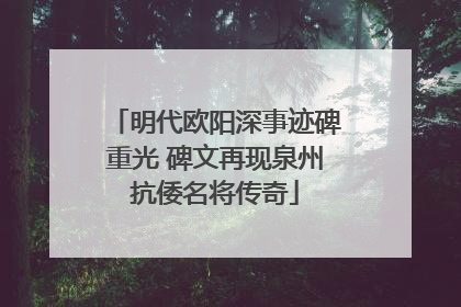 明代欧阳深事迹碑重光 碑文再现泉州抗倭名将传奇
