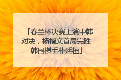 春兰杯决赛上演中韩对决，杨楷文首局完胜韩国棋手朴廷桓
