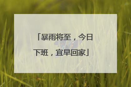 暴雨将至，今日下班，宜早回家