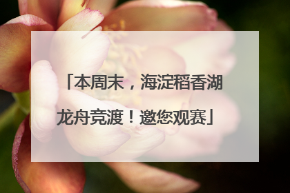 本周末，海淀稻香湖龙舟竞渡！邀您观赛
