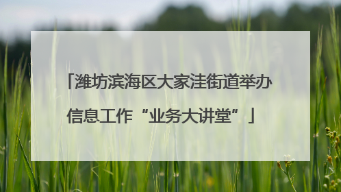潍坊滨海区大家洼街道举办信息工作“业务大讲堂”