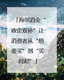 海尔消金“政企双补”让消费者从“想要买”到“买得起”