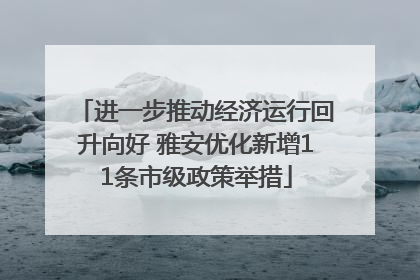进一步推动经济运行回升向好 雅安优化新增11条市级政策举措