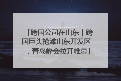跨国公司在山东｜跨国巨头抢滩山东开发区，青岛峰会拉开帷幕