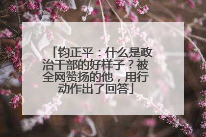 钧正平：什么是政治干部的好样子？被全网赞扬的他，用行动作出了回答