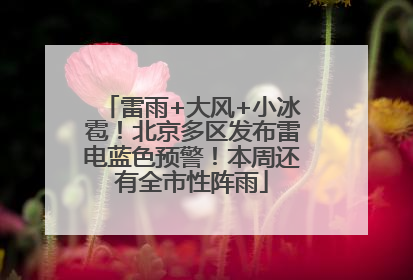 雷雨+大风+小冰雹！北京多区发布雷电蓝色预警！本周还有全市性阵雨