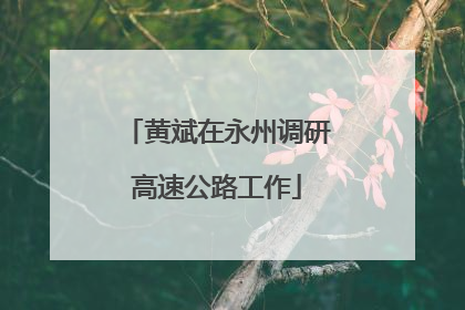 黄斌在永州调研高速公路工作